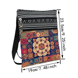 LiuenMgg Kaleidoscope Messenger Bag Small Ethnic Pattern Printed Adjustable Strap Crossbody Zipper Bag Kaleidoscope Phone Bag Wallet Cute Shoulder Handbag for Women Friends -7