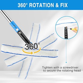 Feeloco 75'' Window Squeegee Cleaner Tool, Professional Window Cleaning Kit for Glass with 360° Rotation & Extension Pole- Glass Cleaner Tool with Scrubber for Windows,Glass,Bathroom,Shower