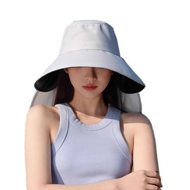 OhMill Women's Wide Brim Sun Protection Hat Gardening Fishing Bucket Hat Beach Hiking Cap Light Grey