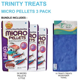 Trinity Treats Micro Pallets Fish Food 0.77 oz (Pack of 3) Including Trinity Treats Microfiber Cleaning Cloth(Micro Pallets Fish Food)