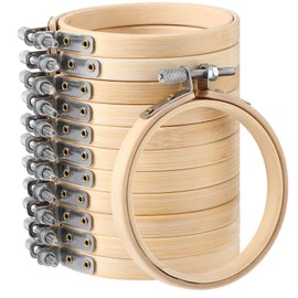 Small Embroidery Hoop Bulk Tiny Wooden Round Hoops Bamboo Sewing Hoop Circle Cross Stitch Embroidery Hoop for Craft Art Handy Sewing Home Ornaments Christmas Decoration (6 Inch, 12 Pcs)