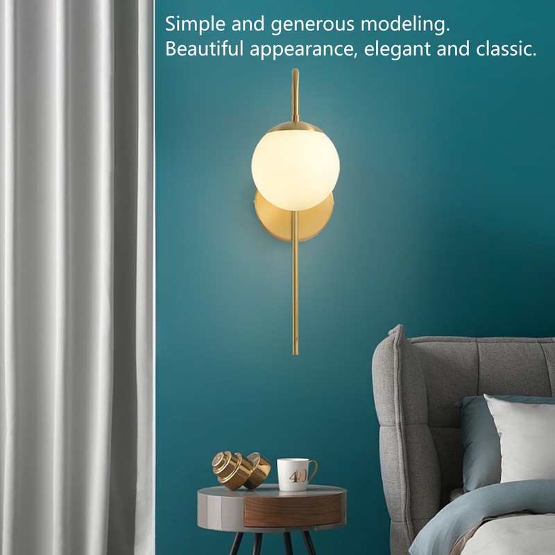 Nordic Modern E27 Glass Ball LED Wall Light Frosted Texture