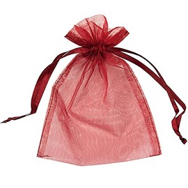 50 Organza Bags Wedding Favours Party Jewellery Pouches Mesh Drawstring Gift Wrap (10cm x 15cm, Burgundy)