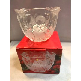 Mikasa Holiday Lights Angels Frosted Glass Candleholder 3 1/4" SA 835/910 NEW