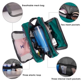 WANDF Toiletry Bag Water-Resistant Nylon Travel Wash Bag Lightweight Dopp Kit for Men and Women (A-Malachite Green)