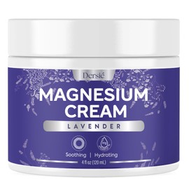 Dersie Magnesium Cream for Sleep & Leg Cramps: Soothing Magnesium Cream with Lavender, Grape & Camellia Seed Oil - Hydrating & Calming for Men, Women and Kids (4 fl oz)
