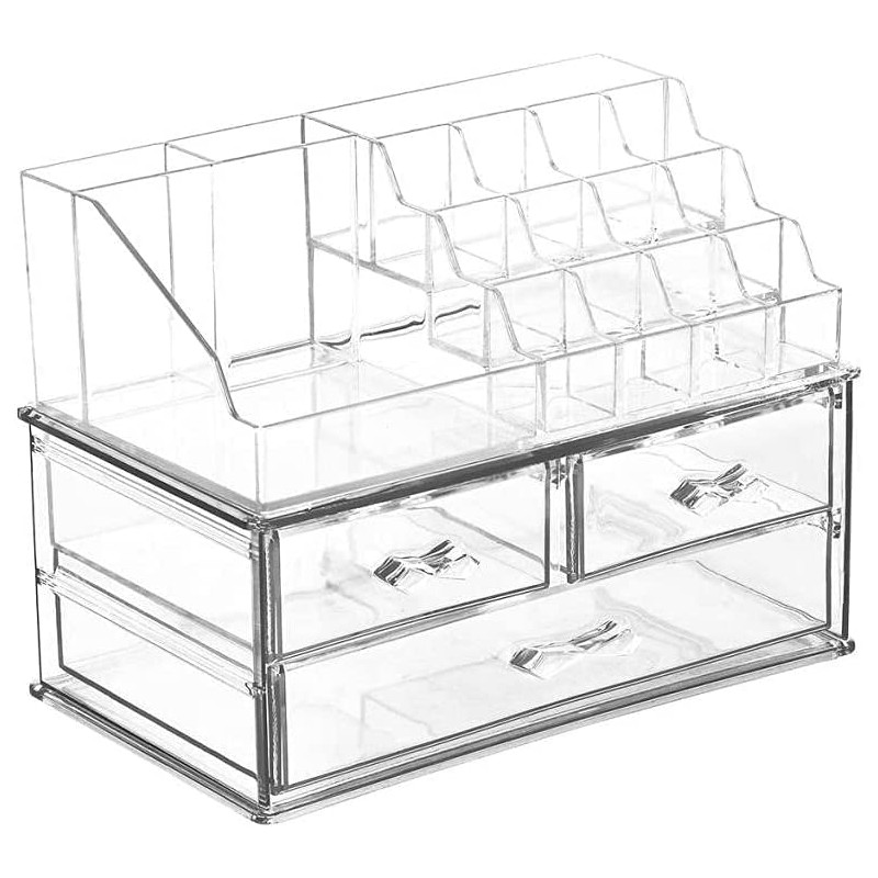 Makeup Cosmetic Organizer Drawer. Cosmetic Display Cases with 16 Holders.