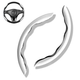 Pack of 2 Car Steering Wheel Covers, Carbon Universal Steering Wheel Cover, Segmented Steering Wheel Protection, Non-Slip and Durable for Steering Wheels of Any Size, White
