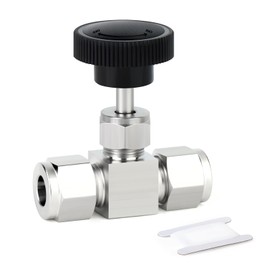 TAISHER 1PCS 304 Stainless Steel Compression Tube Square Straight Needle Valve 10MM Tube OD x 10MM Tube OD for Flow Control Water Gas Oil