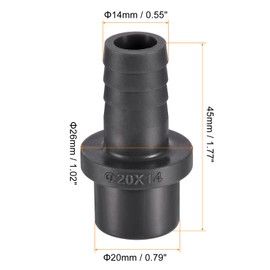 sourcing map PVC Pipe Fitting 14mm Barbed x 20mm OD Spigot Straight Tube Adapter Hose Quick Connector, Black Pack of 3