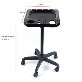 Rolling Salon Tray, Salon Rolling Tray Cart Adjustable Height Salon Tray on Wheels Hairstylist Tray Storage Movable Hair Extension Tattoo Tool Tray for Beauty Spa Salon, Barber Store, Home (Black)