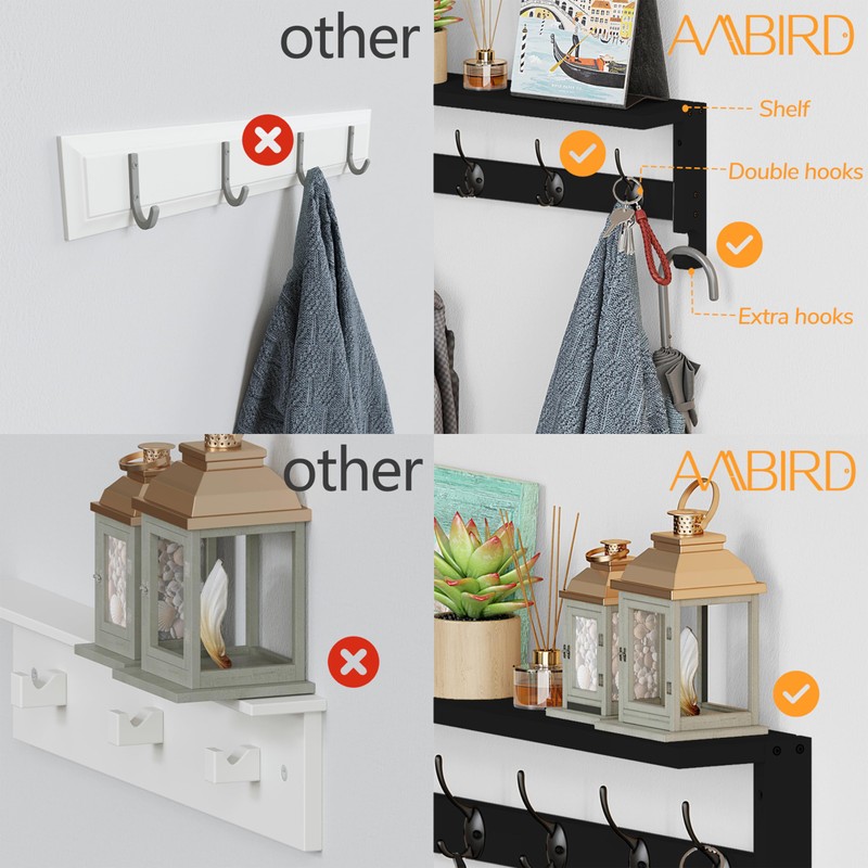 AMBIRD Coat Rack Wall Mount, 35 Inch Large Coat Hooks