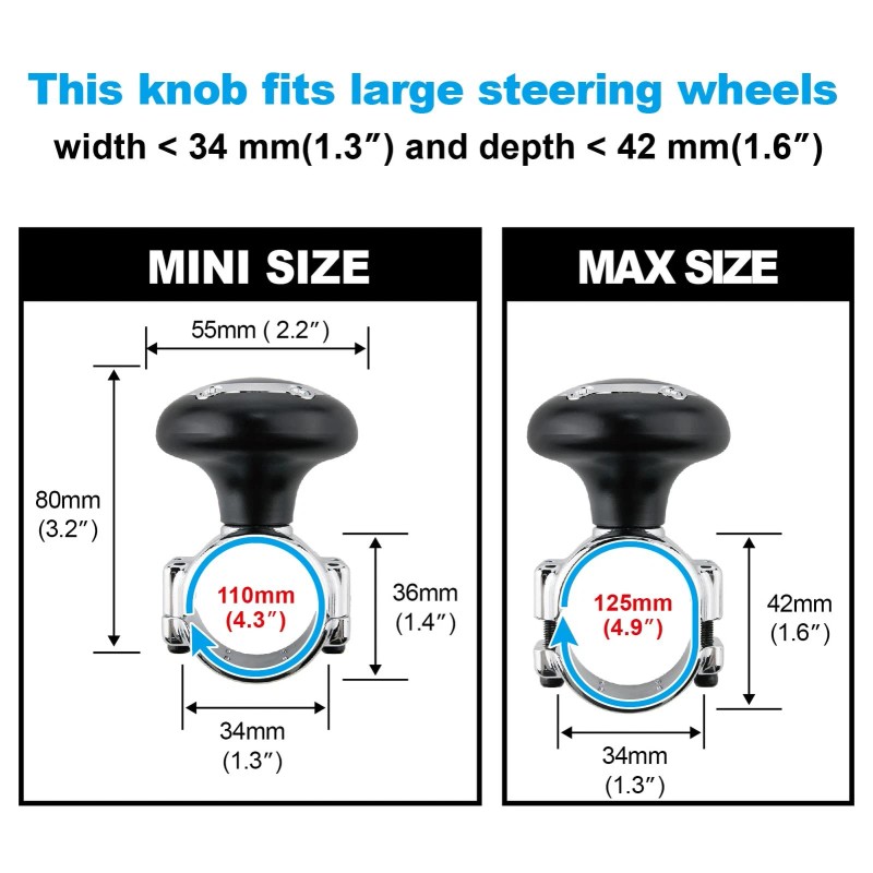 Hypersonic Large Steering Wheel Knob Spinners, Universal Vehicle Steer