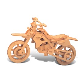 Puzzled 3D Puzzle Dirt Bike Wood Craft Construction Model Kit, Fun Unique & Educational DIY Wooden Toy Assemble Model Unfinished Crafting Hobby Puzzle to Build & Paint for Decoration 60 Pieces Pack