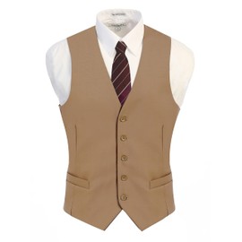 Gioberti Men's Formal Suit Vest Fit for Business or Casual Dress, Khaki, Medium