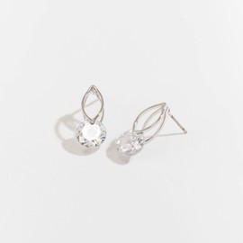 Howard's Dazzlers Cubic Zirconia Oval with Stone Silver Stud Earrings for Women