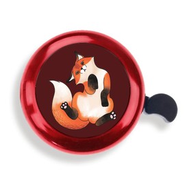 WIRESTER Red Aluminum Round Bike Bell, Classic Ring Bicycle Bell, Bike Accessories Bell Ring for Adults Kids Girls Boys - Funny Fox