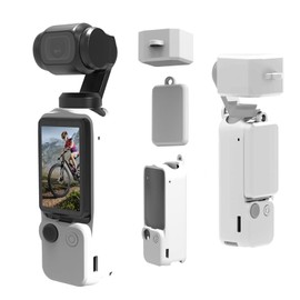 PULUZ 3-in-1 Silicone Camera Case Set for DJI OSMO Pocket 3，Slim Durable Lightweight Rubber Soft Silicone Camera Protective Cover Accessories(White)