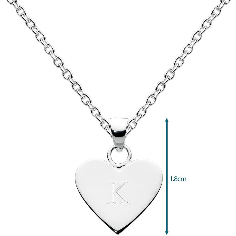 Dew Womens Sterling Silver Heart Initial K Necklace 9091HPK, 18"
