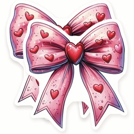 Bow Magnets - Heart - Kawaii - Pink Bow - 2 Pack 5" Wide Design - Sticks to Fridges, Lockers, Toolboxes & More - Made in USA - AQM3018