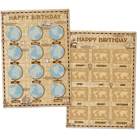 Estune 2 Pcs Happy Birthday Chart Birthday Poster for Classroom Birthday Classroom Calendar Bulletin Board Classroom Decorations for Back to School Supply, 17.5''x12.4'' (Travel Map)