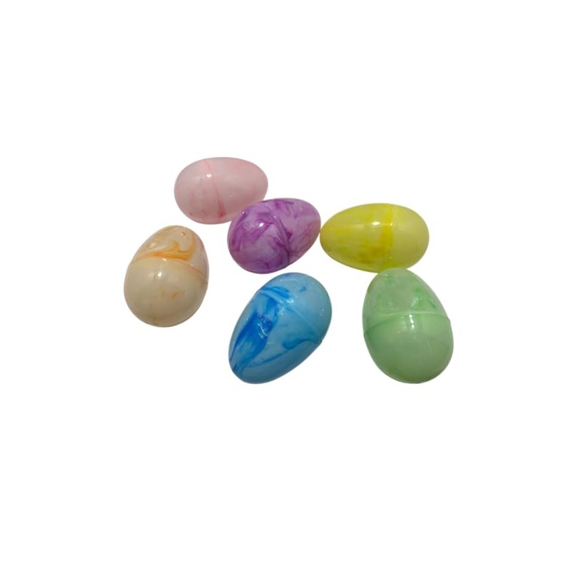 JLIM-Marbleized Pastel Fillable Plastic Easter Eggs Six Pack Pink, Blue,