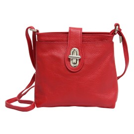 AMBRA Moda GL007 Women's Real Leather Handbag Shoulder Bag Citybag Girl Crossover, red