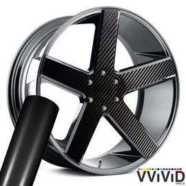 VViViD Auto Rim Air-Release Adhesive Vinyl Wrap 24 Inch x 30 Inch 4 Sheet Pack (True R Carbon Black)