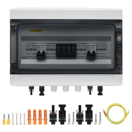 KERWINN PV Solar Combiner Box,50A 500V Junction Box IP65 Waterproof 4 String 4 in 2 Out PV Combiner Box for Solar Panel