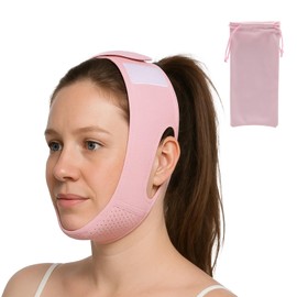 Chin Strap, Double Chin Reducer for Women, Breathable and Comfortable Face Lifting Band, Reusable Double Chin Reducer, Face Slimming & Jawline Sculptingcomfortable & Adjustable Design（Pink）
