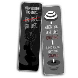Creanoso Fitness Sayings Bookmarks (12-Pack) – Unique Bookmarker for Body Builders, Fitness Athletes, Men, Women, Professionals – Book Page Clipper Assorted Bulk Set – Great Giveaways Gift Ideas