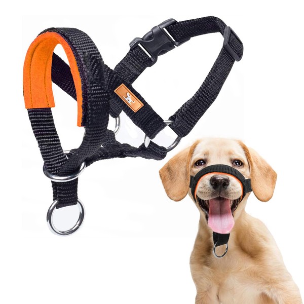 wintchuk Dog Head Collar with Soft Fabric, Head Harness Stops