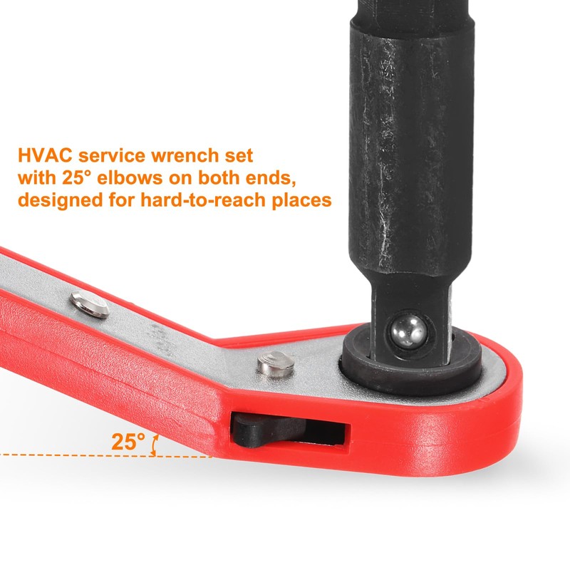 HARFINGTON HVAC Service Wrench 1/4" 5/16" 3/16" 3/8" 180 Degrees