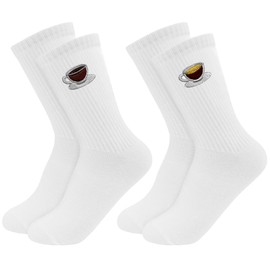 Augesak 2 Paar Weiß Tennissocken Damen & Herren,Motiv Tennissocken mit Streifen,Unisex Sportsocken,Tennis Socken Arbeitssocken EU 43-46