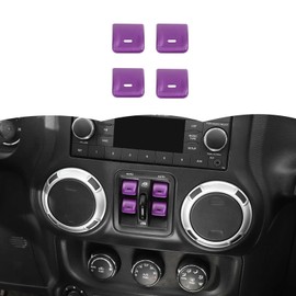 RT-TCZ Window Button Switch Trim Cover Aluminum Alloy Decoration Interior Accessories Compatible with Jeep Wrangler JK JKU 2012-2017,Purple