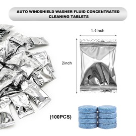 NYTKL 100 PCS Car Windshield Washer Tablets, Windshield Wiper Fluid Concentrate Washer Tablet Glass Cleaner, Solid Effervescent Tablets for Car Window Glass Room Kitchen Cleaning