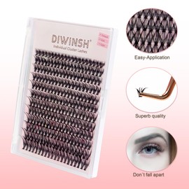 DIWINSH Eyelashes, 240 Natural Eyelash Bundles, DIY Extensions - Professional Eyelash Extension for a Seductive Look, False Clusters (40D, 9-16 mm)