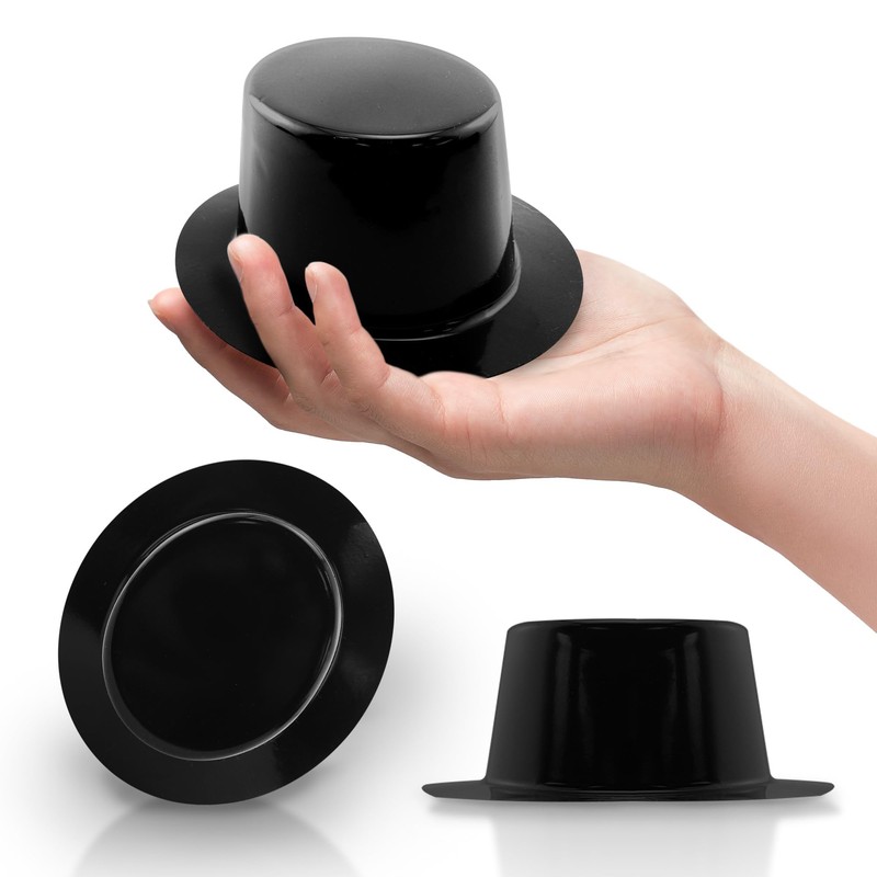 Windy City Novelties 12 Pack Black Mini Top Hats –