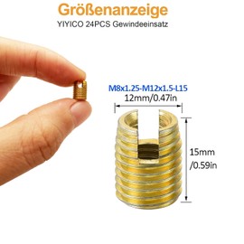 Self-Tapping Thread Inserts Thread Repair Set Insert Assortment Thread Repair Kit M8 24 Pieces 302 Carbon Steel Screw Repair Accessories