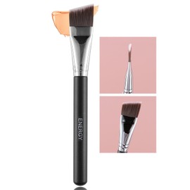 ENERGY Angled Foundation Brush for Liquid Makeup Flat Makeup Brush For Foundation,Facial Mask,Concealer with Liquid Cream Primer Blending DenseThin Soft Vegan Synthetic Bristles Face Brush, Black