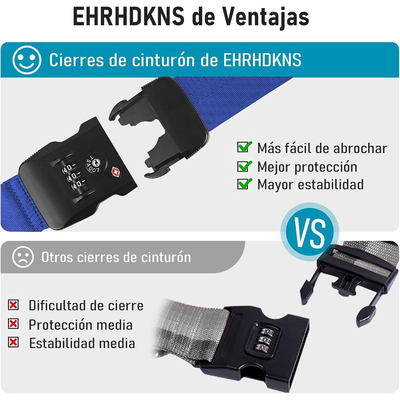 Correas de Equipaje TSA Juego 2, Juego de Correas Cruzadas