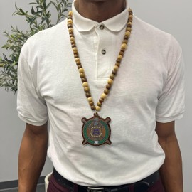 Desert Cactus Omega Psi Phi Wooden Bead Tiki Necklace Wood Raised Color Crest (Tiki Color Crest)