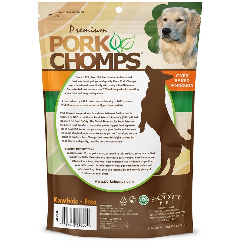 Pork Chomps Baked Pork Skin Dog Chews, 5-inch Mini Twists,