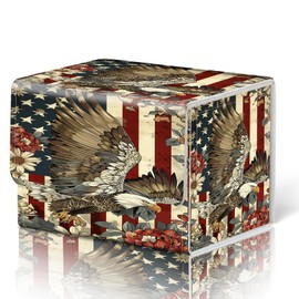 WZCJDHMJ Card Deck Box for MTG Cards Fits 100+ Single Sleeved Cards,Strong Magnetic Game Card Storage Box for MTG/TCG/CCG and other Trading Cards-Flag Flying Eagle