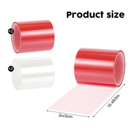 YEXEXINM 4 Rolls of Self Adhesive Repair Light Tape-16.4 ft x 2 Inches Headlight & Taillight Adhesive Repair Tape ，Auto Tail Light Tape Fog Lights Tint Tape Headlight Lens Tape (2 Red, 2 Clear)
