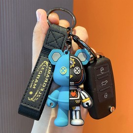 Moerstar Robot Bear Bag Charm Keychain Cute Key Chain Robot Bear 3D Key Holder Multi-functional Cute Fashion Key House Small Item, green