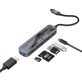 MicroPack Estación de acoplamiento USB C 6 en 1, 4K60Hz HDMI, 2 USB 3.2 Gen1 5Gbps, lector de tarjetas SDTF, carga PD de 100W, adaptador multipuerto