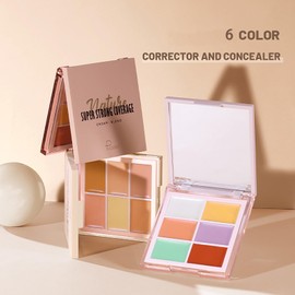 Joyeee Color Corrector Palette, 6 Color Concealer Palette, Cream Contour Makeup Palette with 8 Brushes, Lightweight formula, Long Lasting Waterproof