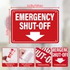 Emergency Shut-Off Sign Sticker with Down Arrow, Waterproof Durable Emergency