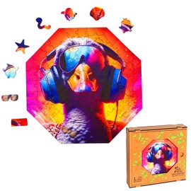 Milliwood Wooden Puzzle - Techno Goose - 90 Pieces - Puzzle Winter from 5 Years - Mandala Puzzle for Adults and Children - Wooden Jigsaw Puzzle 34 x 34 cm - Puzzle Natural with Wooden Gift Box